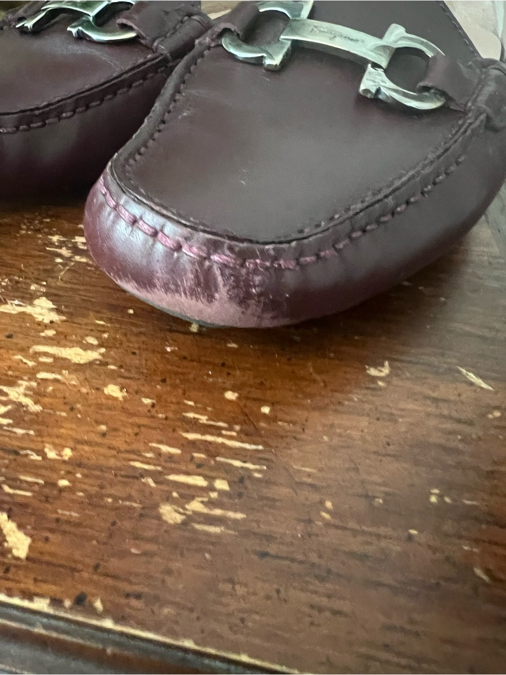 Salvatore Ferragamo Burgundy Leather "Saba" Gancini Loafers 8.5 - Picture 7 of 9